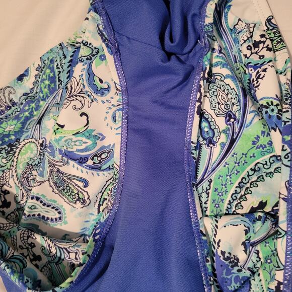 Lauren Ralph Lauren Fiesta Paisley Twist Underwire One Piece Swimsuit sz 10 blue - Picture 11 of 11